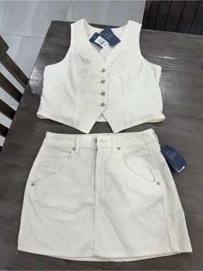 Universal Thread Cream Corduroy Vest & Mini Skirt Set NWT